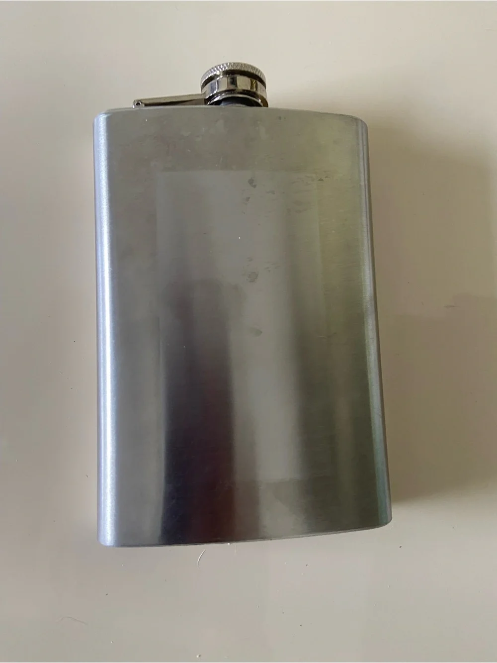 Stainless Steel Hip Flask with Hinged Cap - Silver